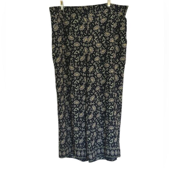 Max Studio Navy Floral Pull On Wide Leg Pants Size 2X NEW 98.00 - Picture 2 of 10